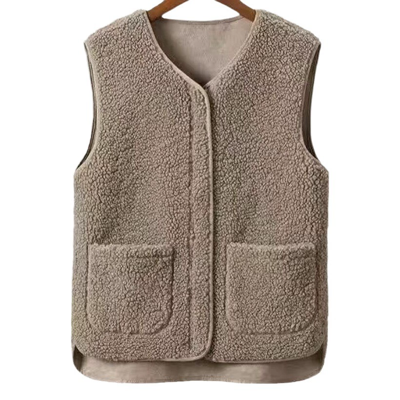 Флисовый флисовый жилет из овечьей шерсти на флисовой подкладке, толстый теплый жилет, Весенняя Новая женская шуба-Шуба