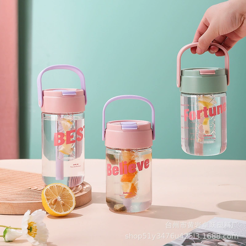 Студенческая кружка для девочек, летняя стеклянная кофейная кружка, портативная офисная кружка с двойным отсеком и соломинкой, портативная, большой емкости.