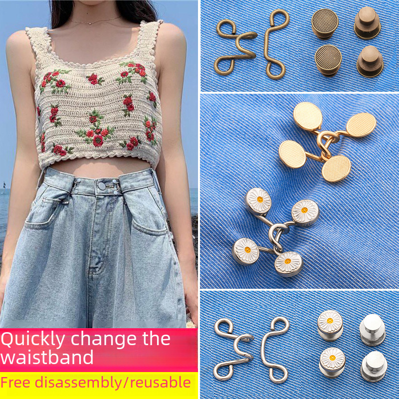 Nail-free style buckle to adjust skirt waist button jeans waist…