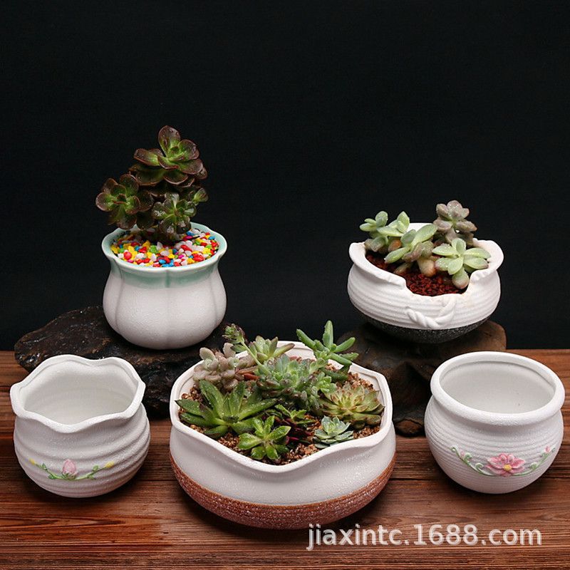 Hand color snow flower glaze round flower pot ceramic flower pot stoneware breathable pot ceramic wide mouth fleshy flower pot desktop integrated Hand color snow flower glaze round flower pot ceramic flower pot stoneware breathable pot ceramic wide mouth fleshy flower pot desktop integrated
