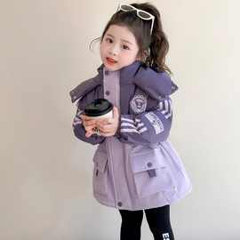 女童冬装棉服外套新款洋气女孩派克服秋冬夹棉加厚儿童冲锋衣