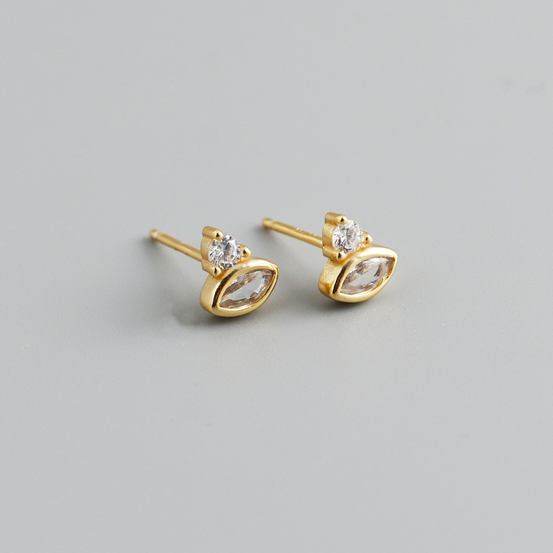 Style Simple Œil Argent Sterling Incruster Zircon Boucles D'oreilles 1 Paire display picture 6