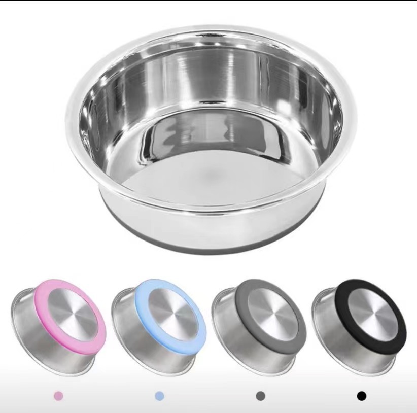 Taco de acero inoxidable grueso para perros, anti-derrapante, anti-caída, utensilios de comida para perros grandes y medianos, tazón para gatos, tazón para gatos