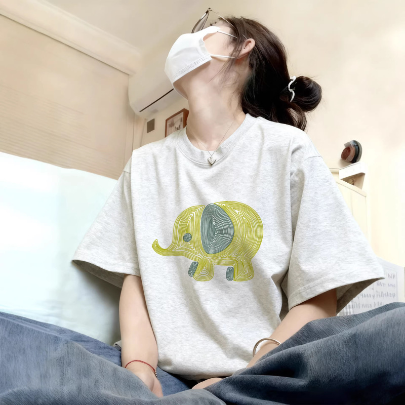 Pure Cotton White-Gray Short-Sleeved T-Shirt for Women 2026 New Hot Style Summer Unique and Beautiful Belly-Covering Top T-Shirt Ins