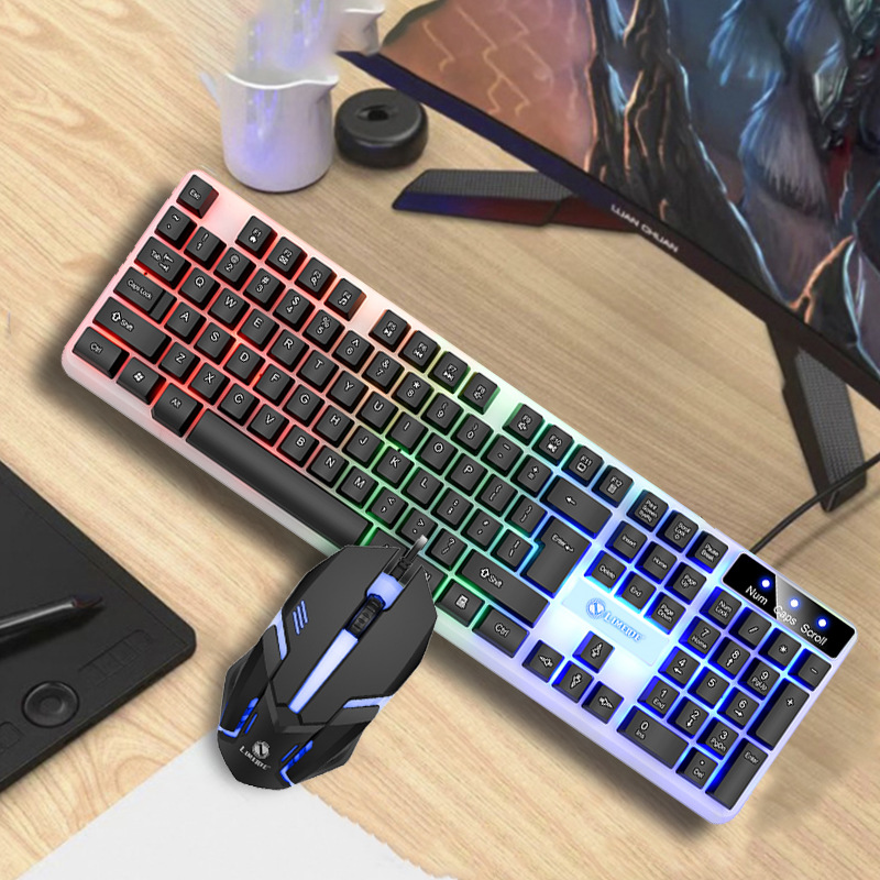 Transfronterizo de magnesio GTX350 teclado luminoso y ratón traje de suspensión teclado sensación mecánica e-sports juego ratón teclado