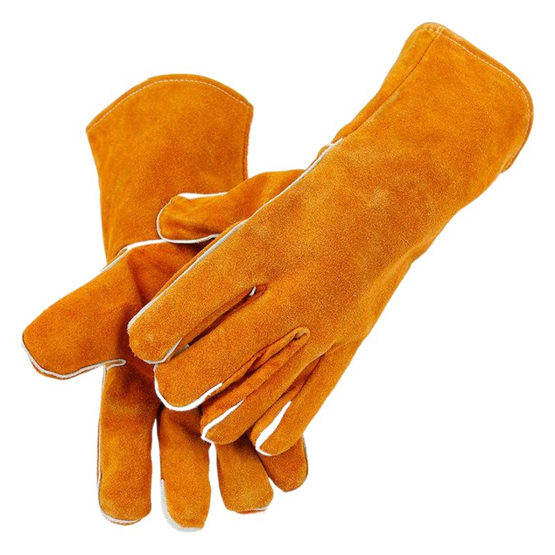 Оптовая продажа фабрики сварочные перчатки воловья кожа висит изоляции сварщика перчатки длинные перчатки охраны труда сварщика защитные перчатки