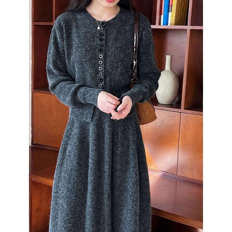 (2개) 모조 캐시미어 디자인 센스 작은 향기로운 스타일 니트 가을과 겨울 새로운 프랑스 스타일 사교계 스타일 차 착용 투피스 세트