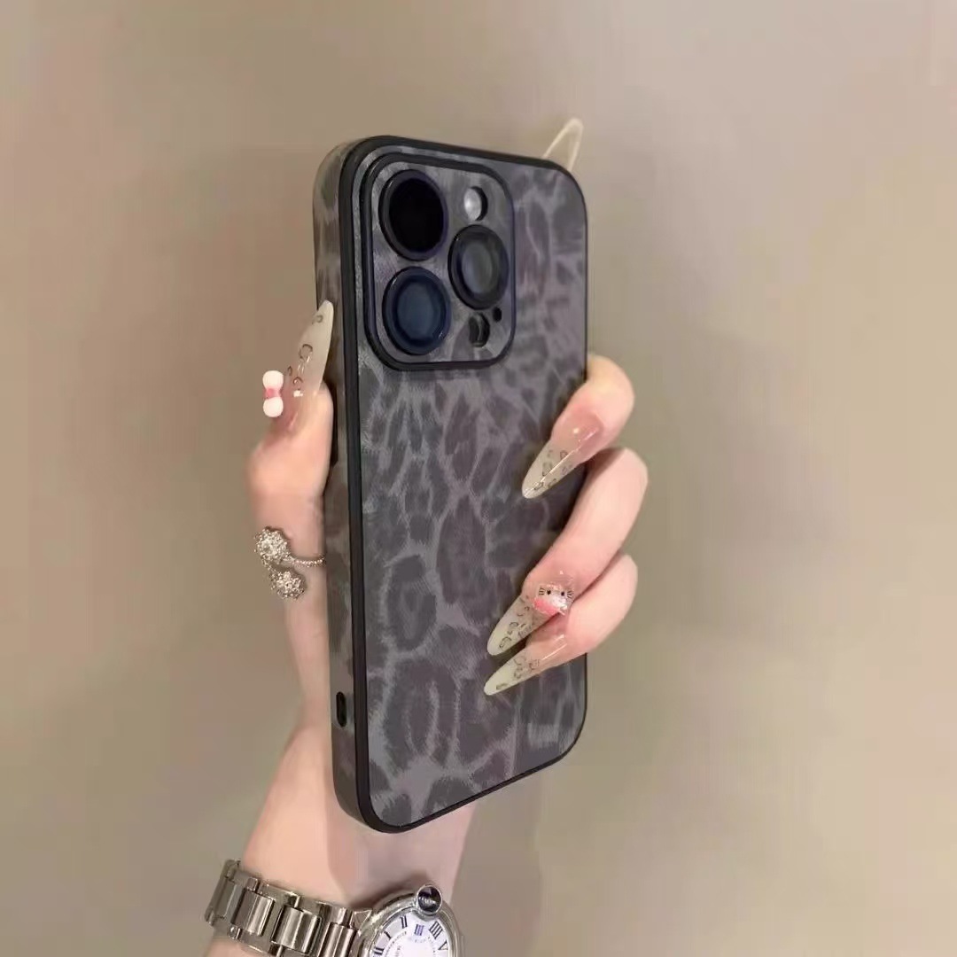 Película de lente iphone16ProMax con estampado de leopardo de color sólido simple 13 Funda para teléfono móvil para Apple 15 Mujer 14 Pareja 13