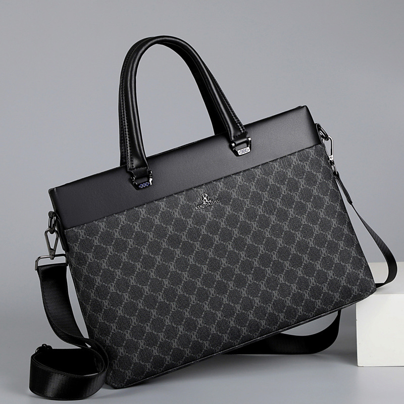Kuqi Kangaroo Men's Bag Handbag Casual Business Men's Briefcase 25 New Pvc Shoulder Bag Luxury Brand