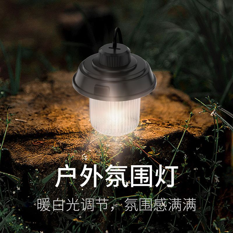 Transfronteriza al aire libre camping luz atmósfera iluminación camping retro linterna regalo USB carga impermeable resaltar araña