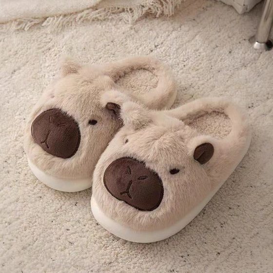 Lovable Kapibala Baotou Home New Warm Winter Non-slip Indoor Mao Mao Slippers