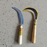 跨境贴标小镰刀全钢镰刀木柄锯齿镰刀农用除草割稻割韭菜木柄镰刀