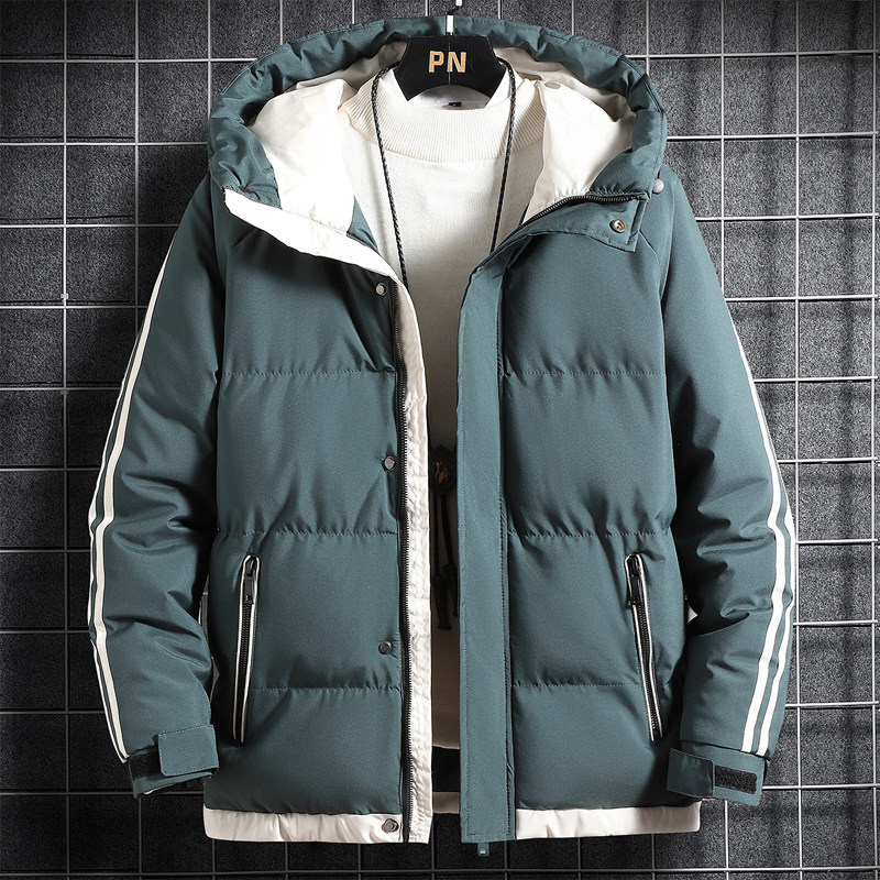Ins estilo caliente dos barras tendencia casual chaqueta acolchada de algodón coreana 2022 otoño e invierno chaqueta acolchada cálida chaqueta acolchada gruesa con capucha