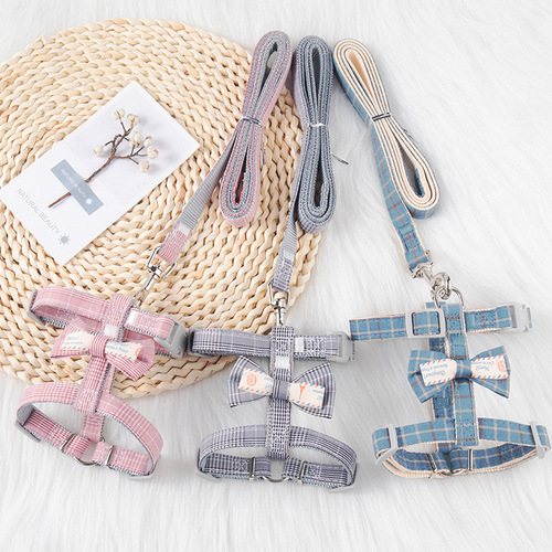 Wholesale pet cat I-shaped Morandi leash small harness vest style universal non-retractable