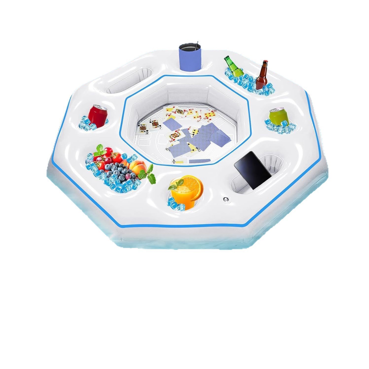 Inflatable Poker Table For Pool Party With Integrated Ice Bar_voghion.com
