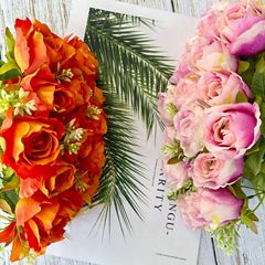 Simulated roses 18 heads fake roses hotel decorations home decoration wedding road guide DIY flower arrangement bouquet