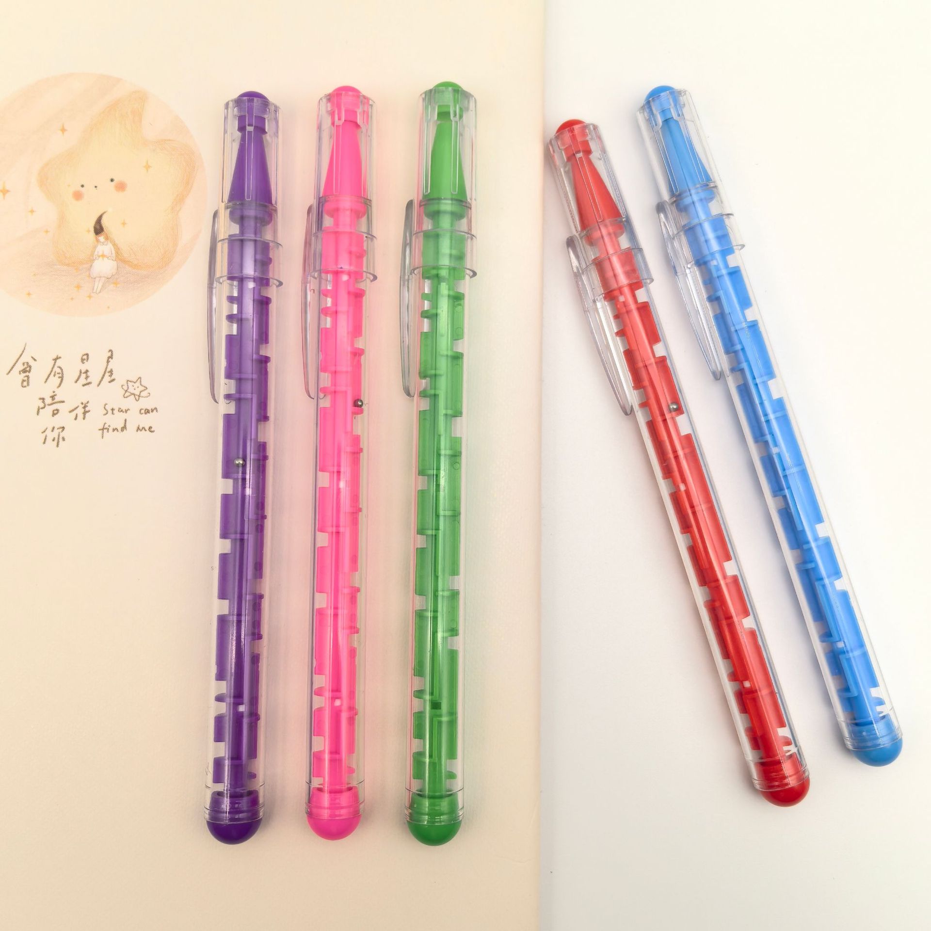 Papelería de oficina creativa lápiz de bola laberinto de color curioso puzzle lápiz de bola puede imprimir logotipo divertido lápiz de bola