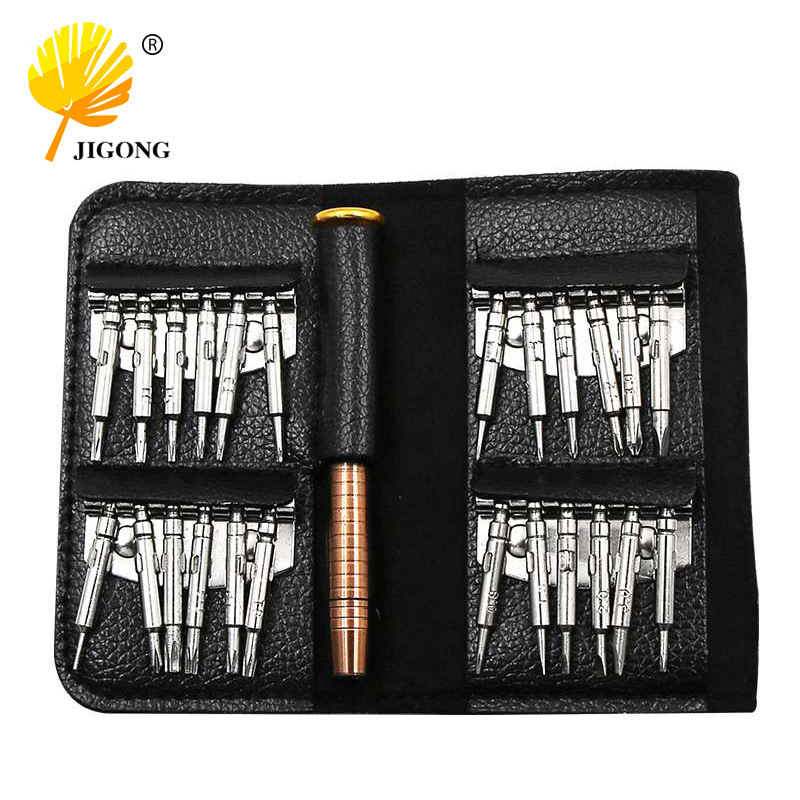 Multi-Purpose Leather Case Manual Screwdriver 25-in-1 Bit Set Mobile Phone Notebook Repair Tools Wholesale