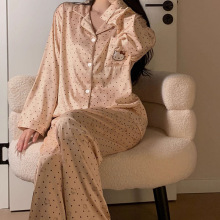 sleepwear越南东南亚外贸睡衣女货源春秋季冰丝少女家居长袖长裤