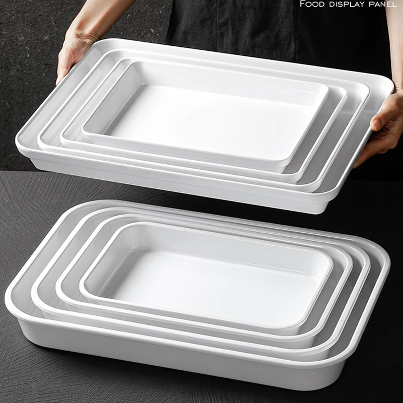 Delicatessen Duck Display Cabinet Special Melamine White Rectangular Plate Cold Dish Spicy Hot Imitation Porcelain Tray Commercial Tableware
