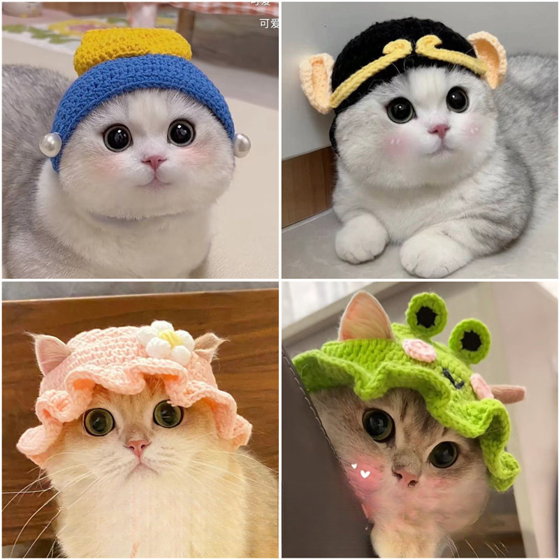 宠物头套猫咪狗狗编织帽子道具头饰搞笑变身服批发|undefined