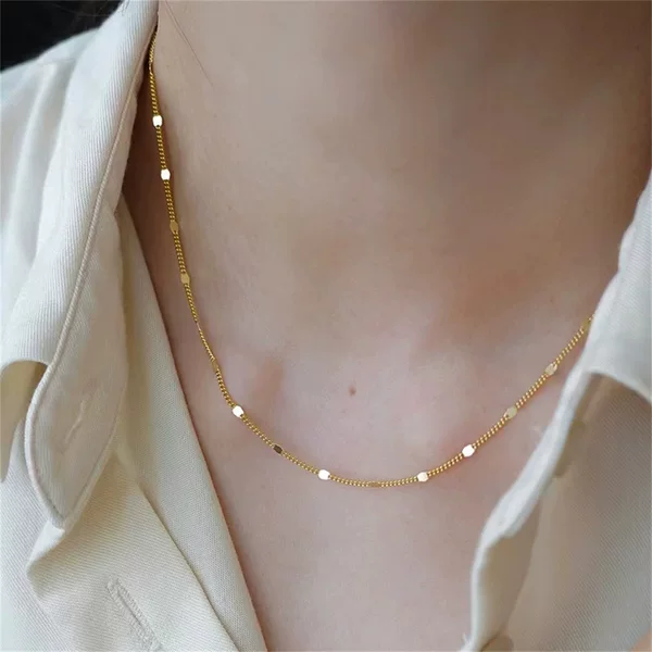 Ultra-Shiny Fine Chain Necklace for Women, Niche Ins Style, Stackable, Light Luxury Fashion Design, Glittering Bare Chain Collarbone Chain