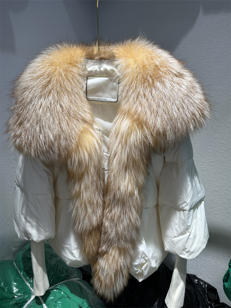 Women's Down Jacket With White Duck Down And Fur Short Coat_voghion.com