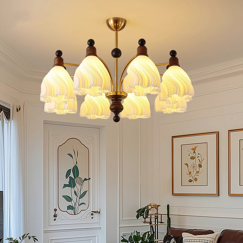 French Mid-Century Style Skirt Chandelier Wabi-Sabi Cream Style Living Room Lamp Solid Wood Retro Eye Protection High-End Restaurant Lamps French Mid-Century Style Skirt Chandelier Wabi-Sabi Cream Style Living Room Lamp Solid Wood Retro Eye Protection High-End Restaurant Lamps