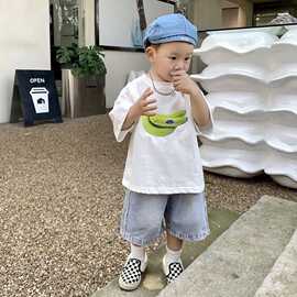 童装夏季透气男童夏装香蕉印花透气短袖T恤夏季儿童休闲中小童T恤