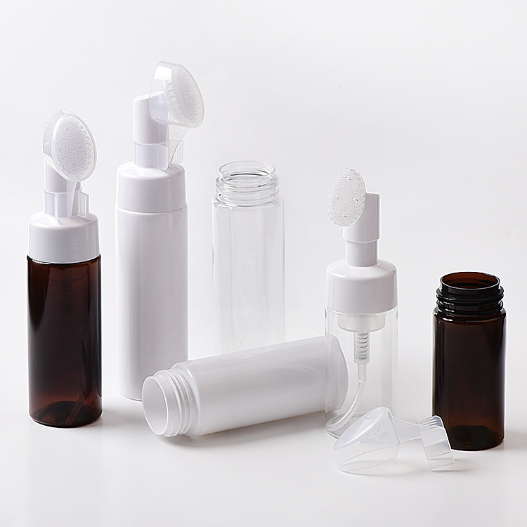 100ml 150ml 200mlミリリットルPET洗顔ムース瓶ブラシ付き発泡瓶洗顔料泡立て空瓶|undefined
