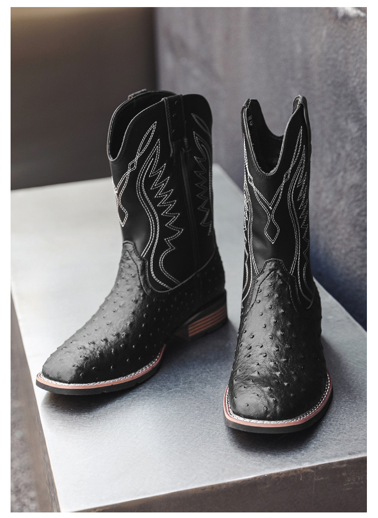 Plus Size Men's Western Cowboy Boots Vintage Rider Boots_vogvips.com