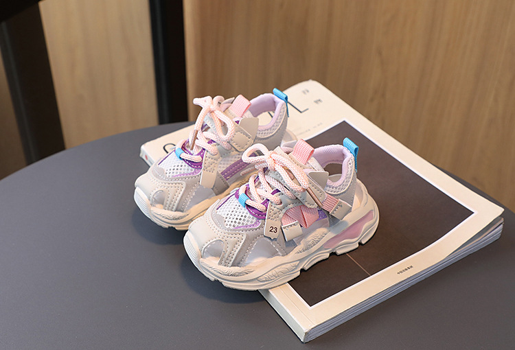 Summer New Sports Sandals Girls' Hollow Breathable Baby Soft Sole Little Children's Boys' Dad Shoes_voghion.com
