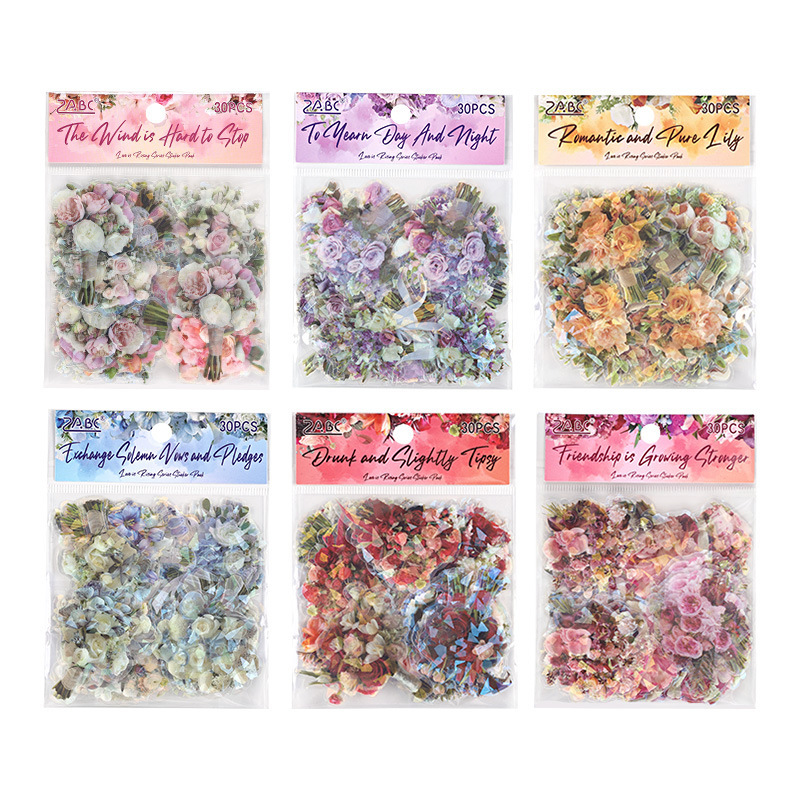 Amor a cuatro pegatinas transparentes impermeables para mascotas bolsas dichas conchas láser pegatinas de flores para diarios desnudos