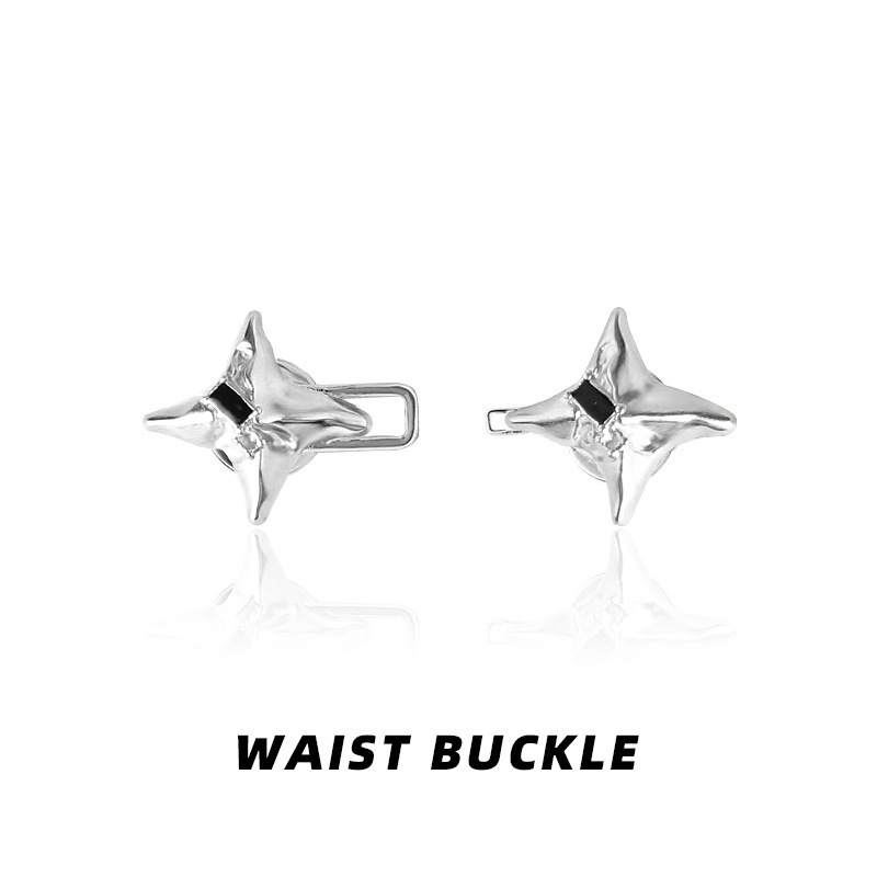Fire-hjørnet stjernebælte krympespænde jeans talje stram artefakt stansefri knapbukser justerbar spænde_voghion.com