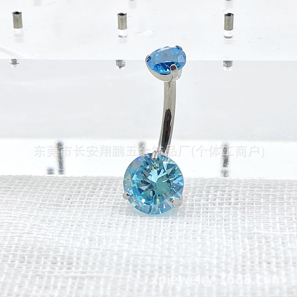 G23チタン合金三爪二頭ジルコン内ねじ臍釘F136超フラッシュ円形ジルコニウム内歯臍環チタン