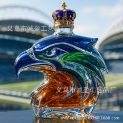 2025爆款跨境 seahawks 海鹰头玻璃酒瓶摆件工艺品玻璃威士忌酒瓶