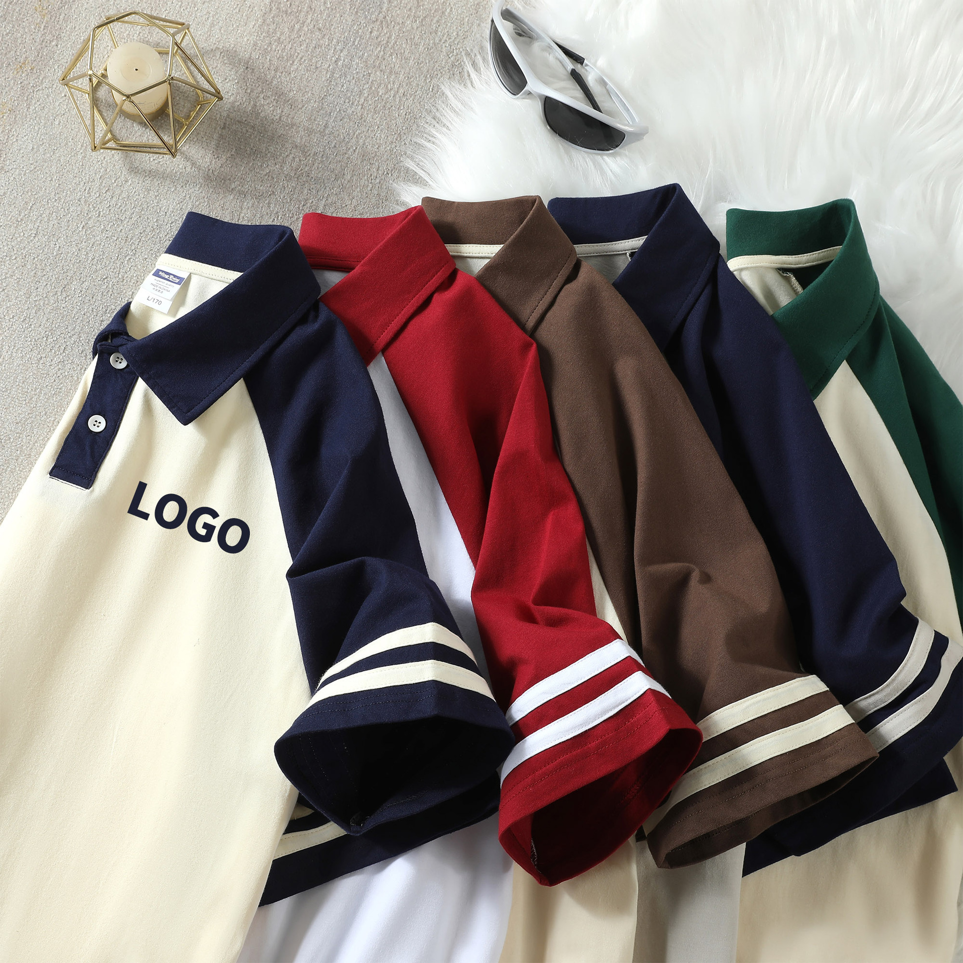 Camisas de trabajo de algodón 200G personalizadas, camisas culturales de doble palo con solapa de hombro, camisa polo, chaqueta suelta casual de primavera