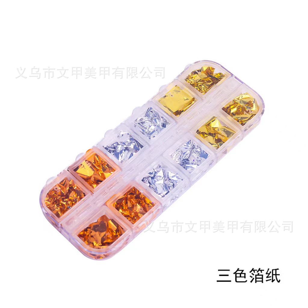 Papel de hoja de oro accesorios de uñas Internet celebridad todo partido lentejuelas de uñas brillo hoja de oro hoja de plata hoja de estaño fragmento decoración de uñas