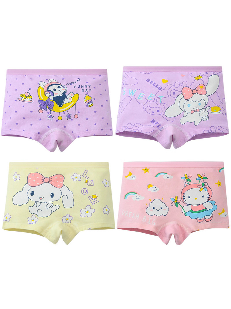 Cross-Border Cartoon Cotton Girls' Boxer Briefs, Popular in Southeast Asia, for Girls Aged 2-12, Wholesale