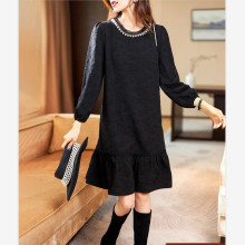 高级感气质连衣裙女2022新款春夏欧洲站大码女装显瘦黑色裙子