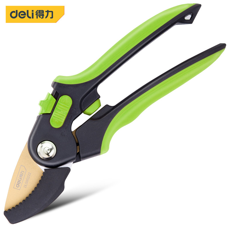 得力DL580222修枝剪果枝剪园艺剪刀双开口特氟龙剪切直径20mm