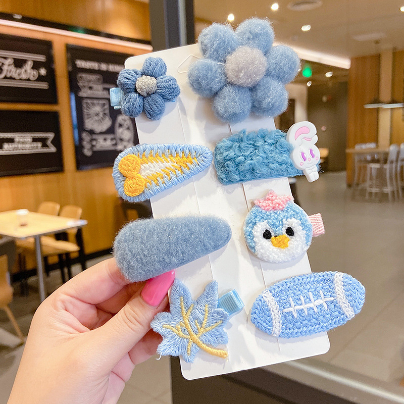 Cute clip de dibujos animados clip de borde conjunto frente cejas clip de cabello para chicas clip de BB otoño invierno de alta sensibilidad adornamiento de cabello tocado