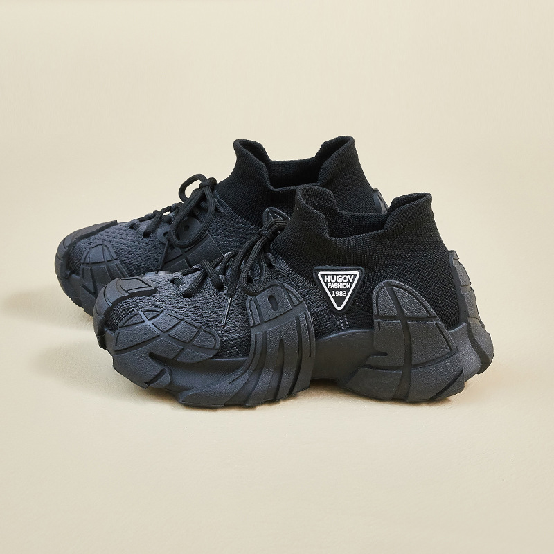Zapatillas Tejidas Deportivas Unisex Capellada de Malla de Tela Suela de Caucho con Aumento de Estatura para Uso Diario