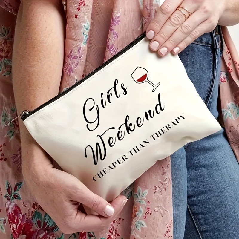 Girls weekend wine pattern cosmetic bag