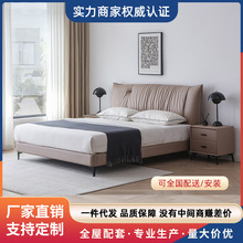 輕奢科技布床現代簡約主卧1.8米雙人床1.5網紅婚床實木意式布藝床