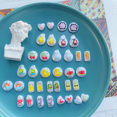 印花櫻桃草莓星星小丑仿珍珠串珠DIY手工耳飾品手鍊項鍊配件材料