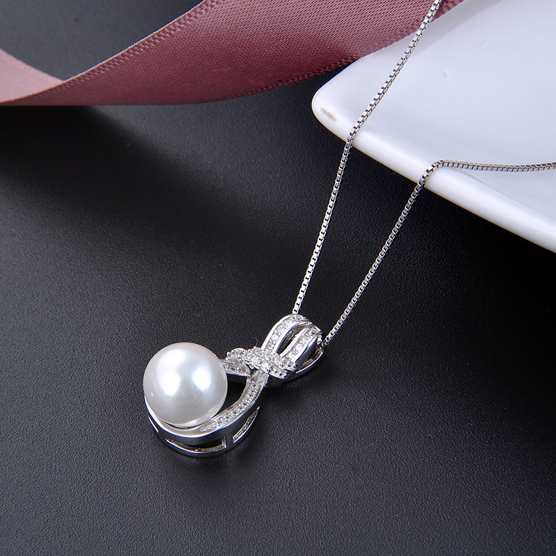 925 plata esterlina collar de perlas de piedra de diamante ligero lujoso diseño de la collar de perlas de perlas de moda