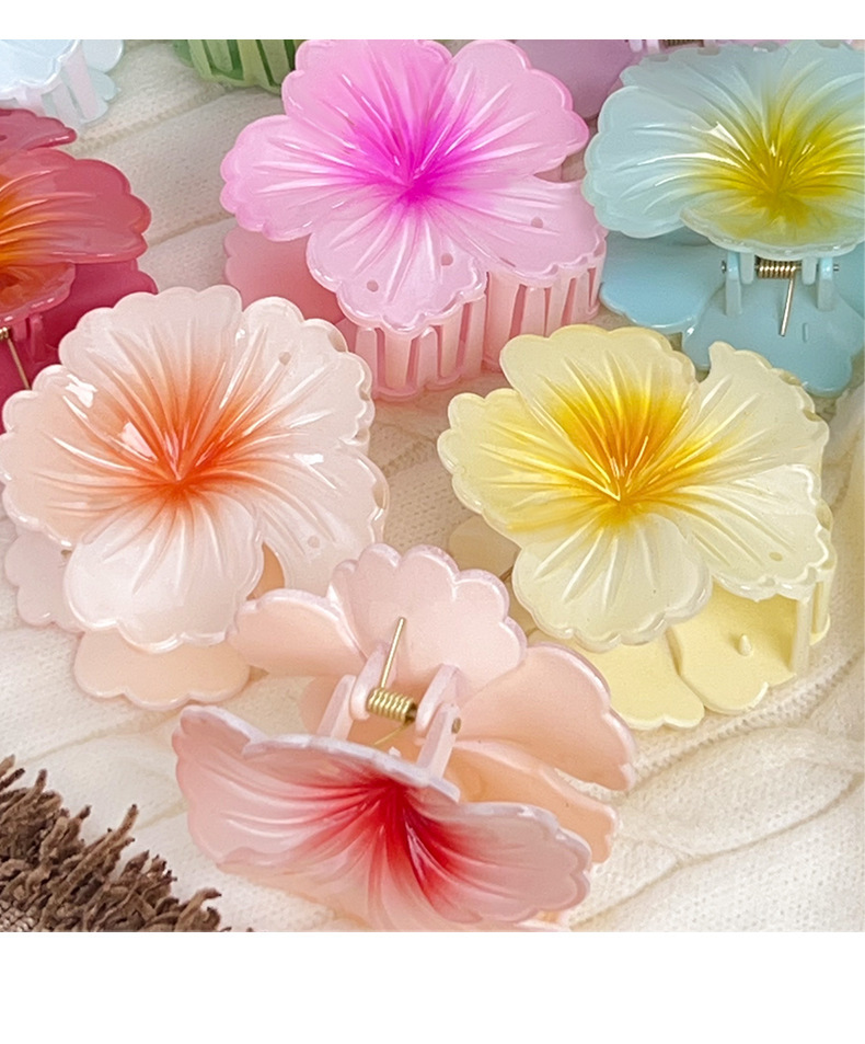 Plumeria Pattern Floral Hair Clip For Beach Vacation Back Of Head Accessory Cabbage Roll Design Summer