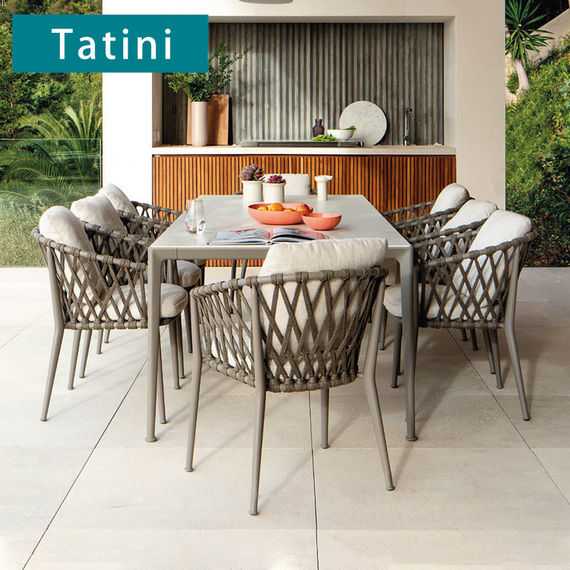 Mesas y sillas para patio exterior, mesa de comedor para cafetería de jardín al aire libre, juego de sillas de mimbre para exteriores para alojamiento familiar. image 2