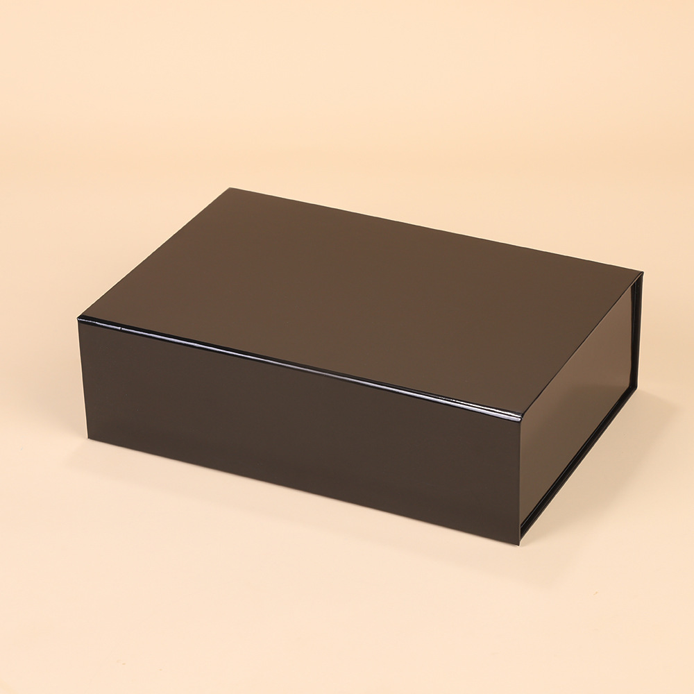 Caja plegable de color sólido - negro brillante; 26.8 * 18 * 8cm